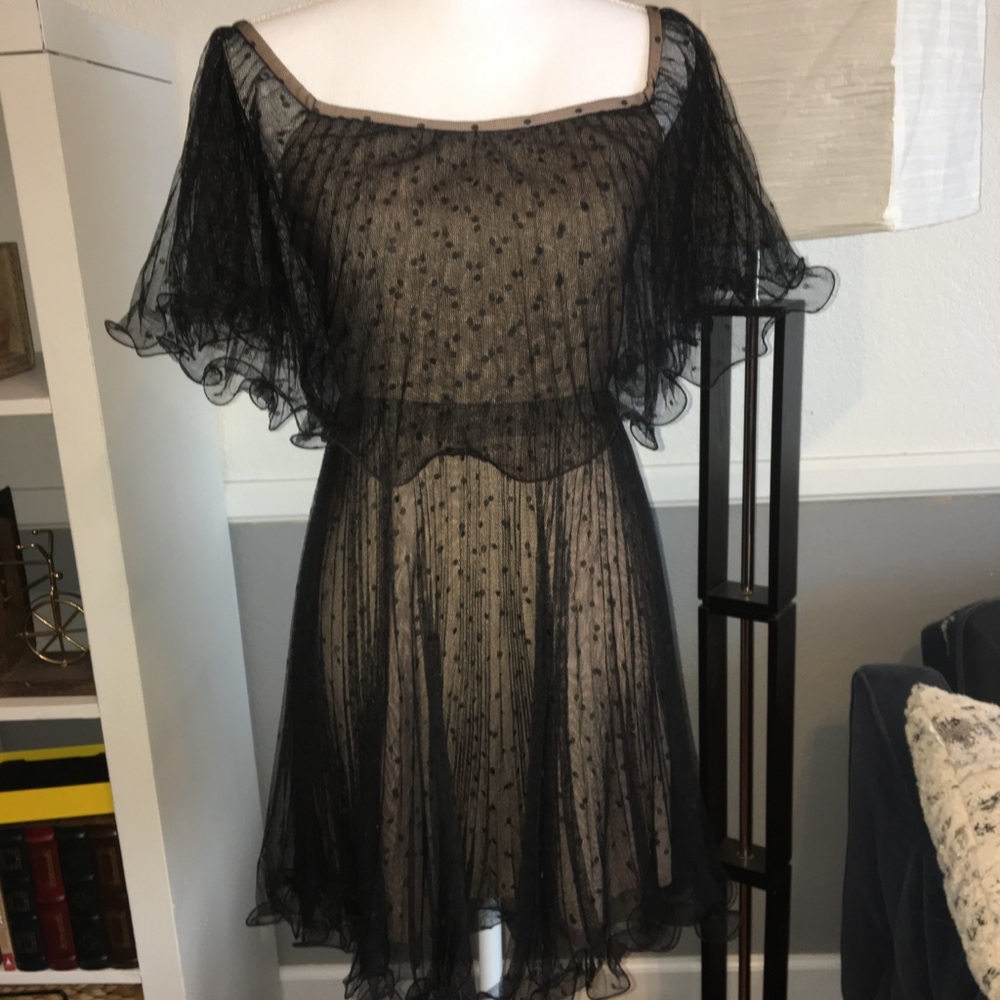 BCBG Max Azria Black Pleated Cocktail Dress